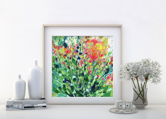 Color Burst -  Abstract Meadow Flower Painting  by Kathy Morton Stanion