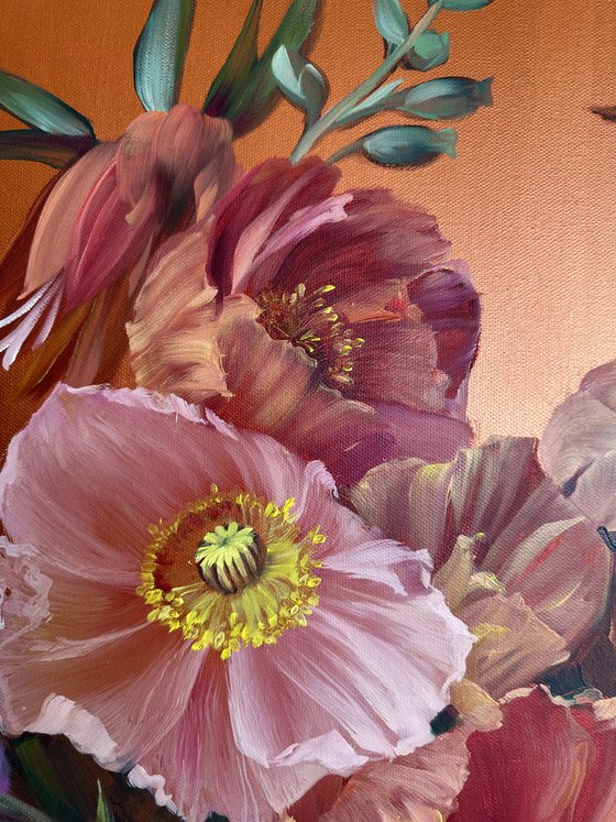 On a copper background
