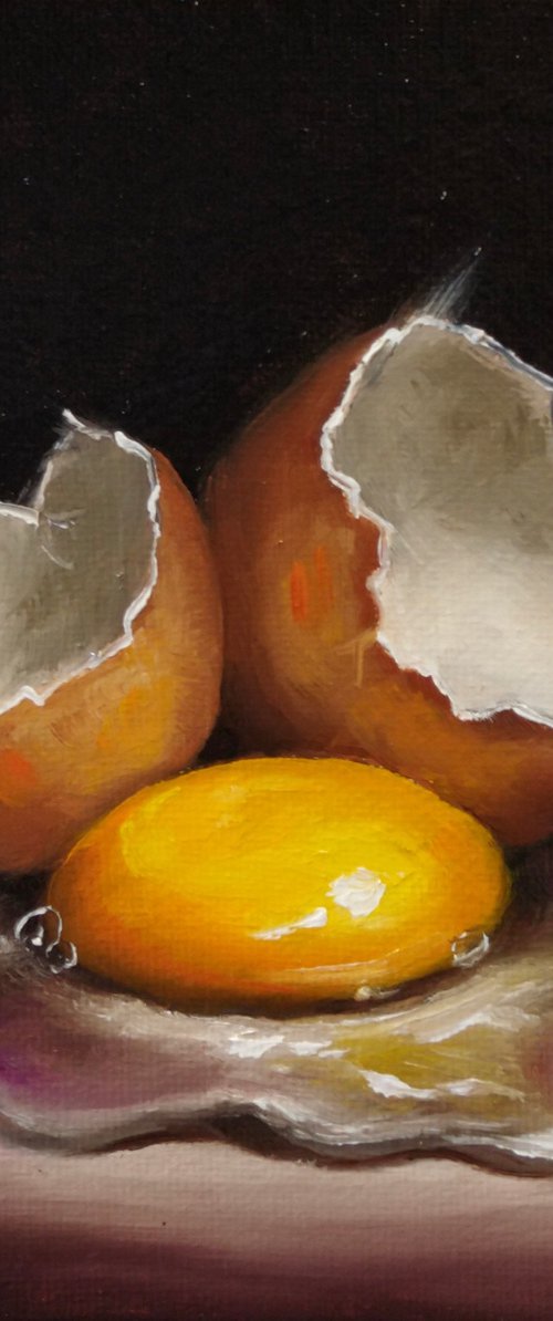 Cracked Egg  still life by Jane Palmer Art