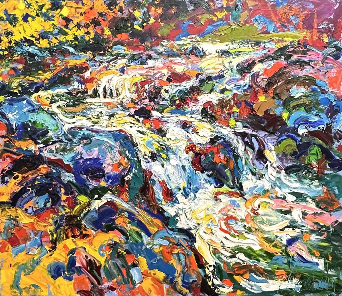 Impressionistic Landscape Oil Painting By Andrii Chebotaru, 55 X 47, Melody Of Autumn Carpathians, Original Artwork