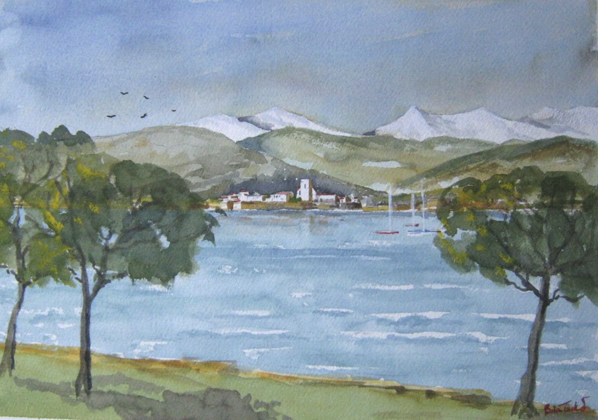 Photorealistic Landscape Watercolour By Brian Tucker, 13 X 9, Antibes, Original Artwork