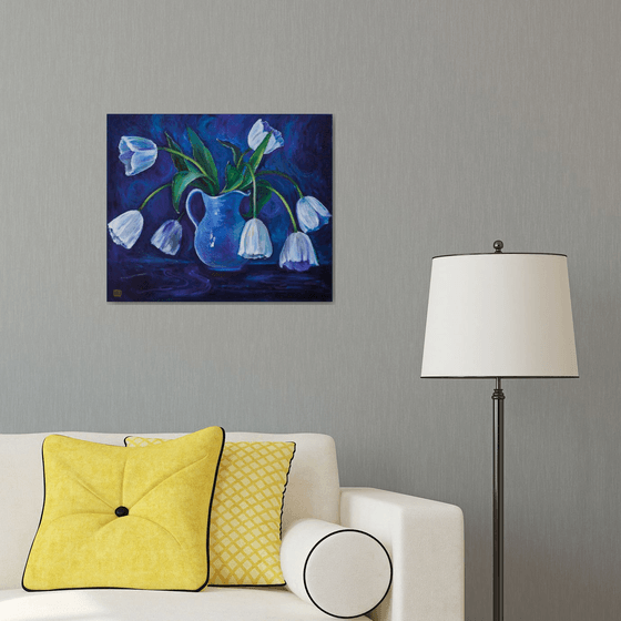 White Tulips In A Jug