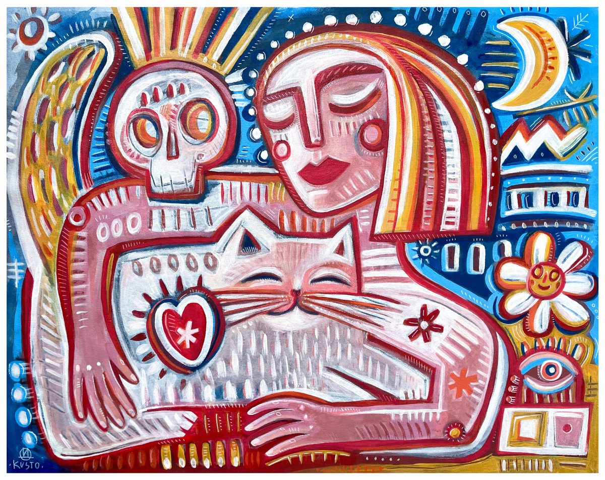 Impressionistic Portrait Acrylic Painting By Daria Kusto, 32 X 28, Eternal Love, Original Artwork