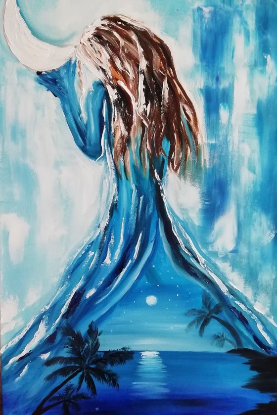 The Queen of the night, original canvas art, gift idea, fantasy painting