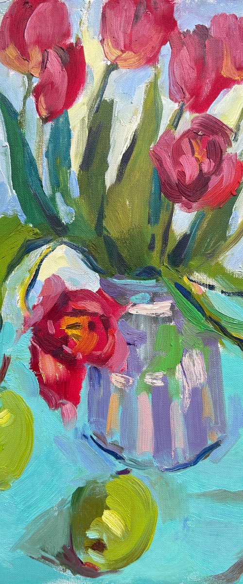 Still life with tulips by Yuliia Pastukhova