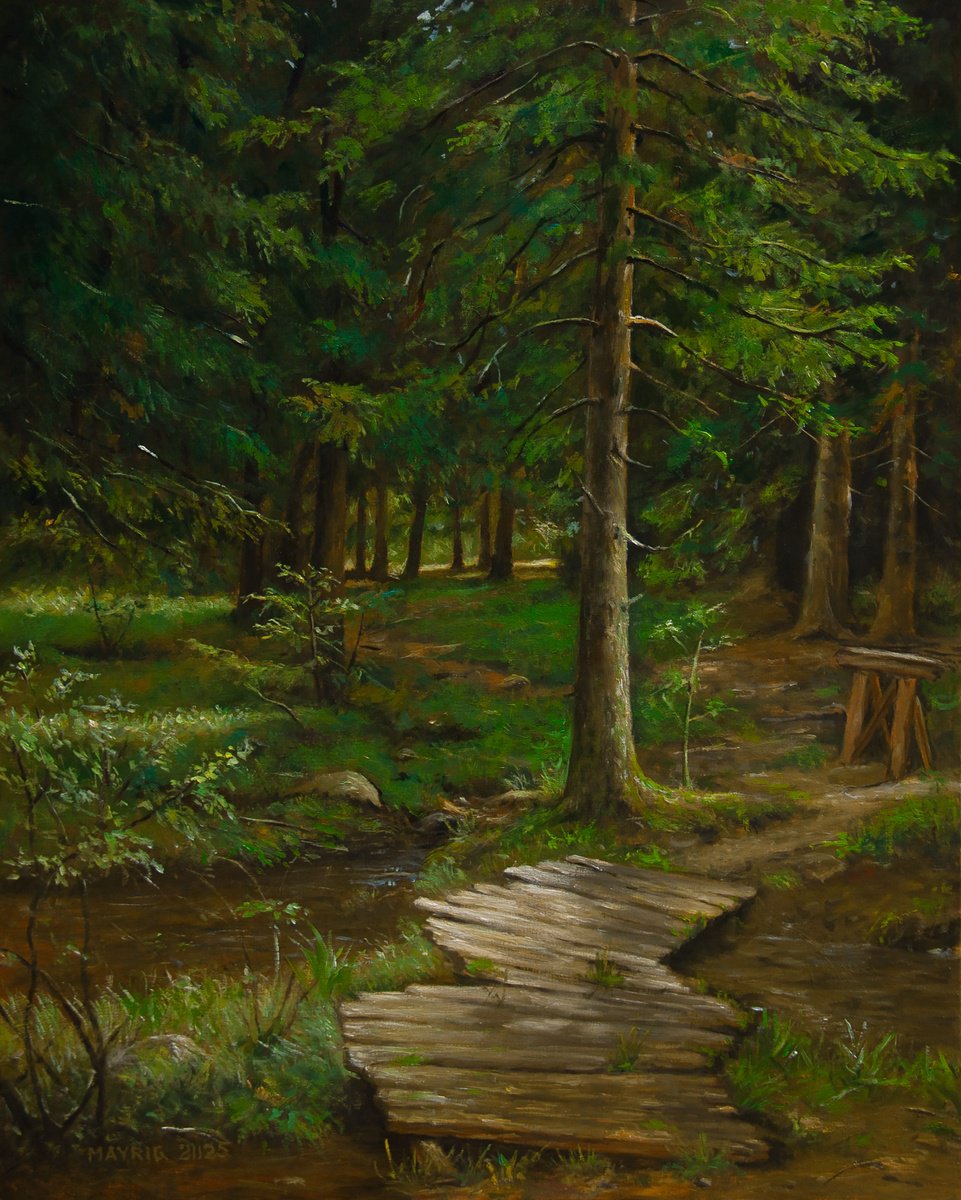 Impressionistic Landscape Oil Painting By Mayrig Simonjan, 16 X 20", Around The Bend, Original Artwork