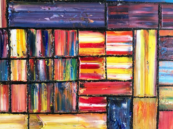 "Check Us Out" - FREE International Shipping/Discount USA Shipping - Original Xt Large PMS Abstract Diptych Oil Paintings On Canvas - 120" x 48"