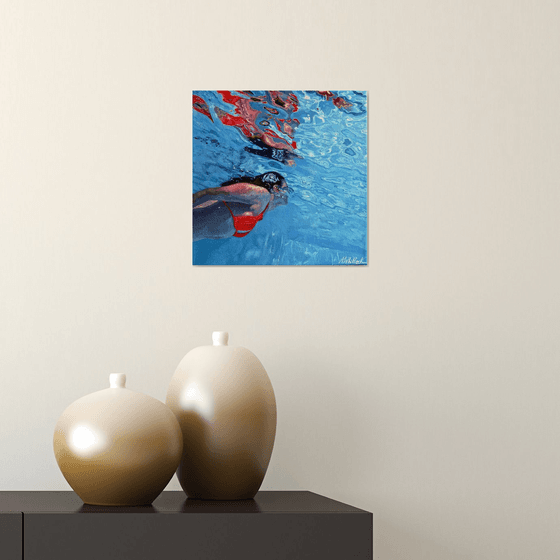 Underneath XVIII - Miniature swimming painting