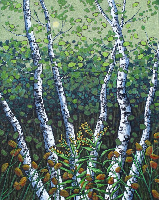 Birches with Goldenrod