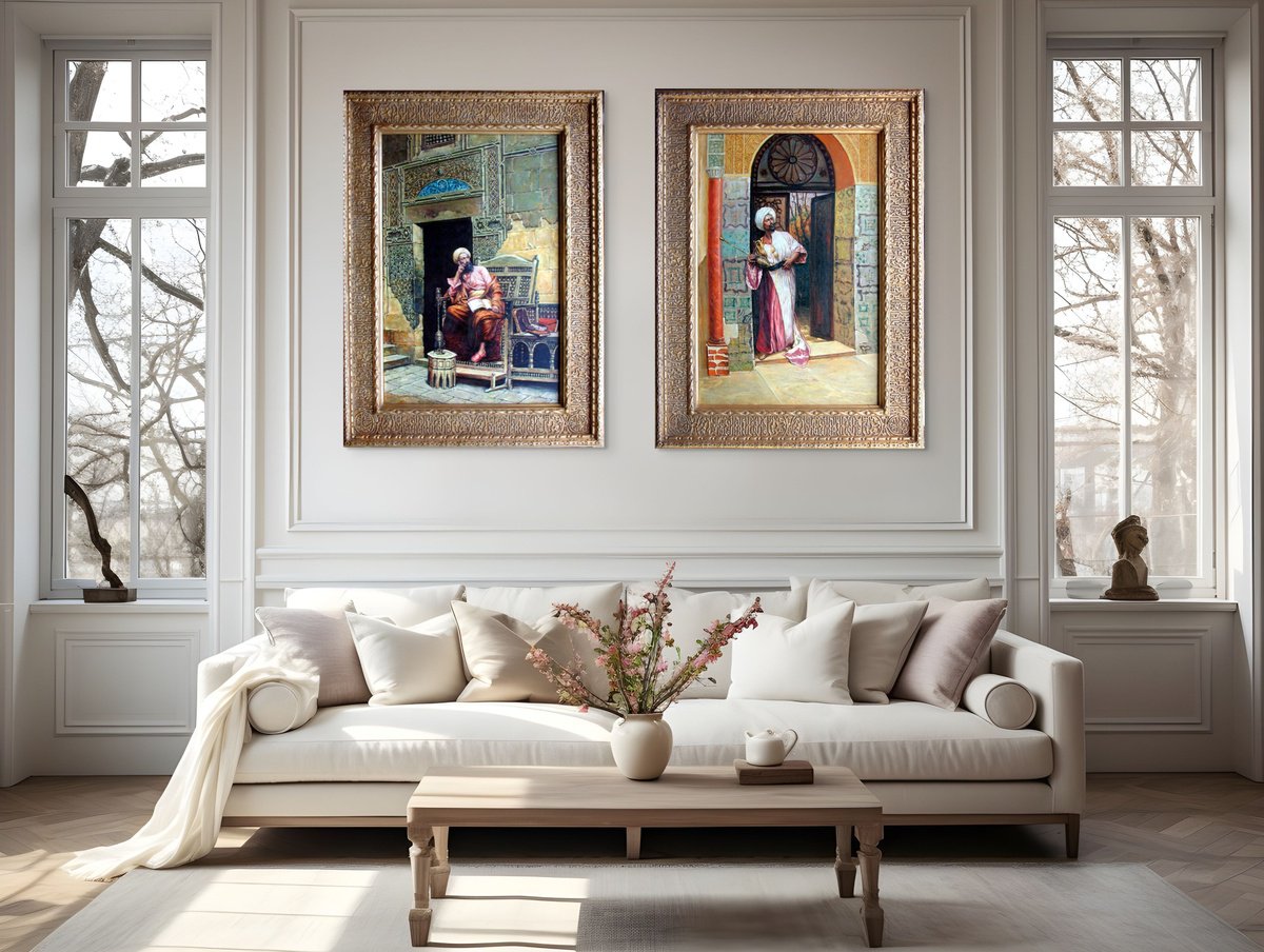 Expressive Portrait Oil Painting By Gouyette Jean-Michel, 36 X 48, Oriental Painting 1861 Single Piece Only, Original Artwork