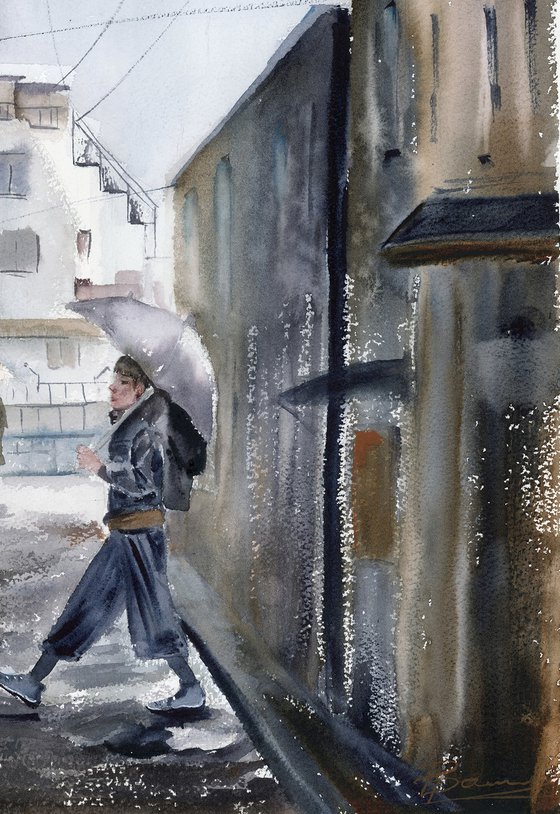 Rainy Alley Stroll