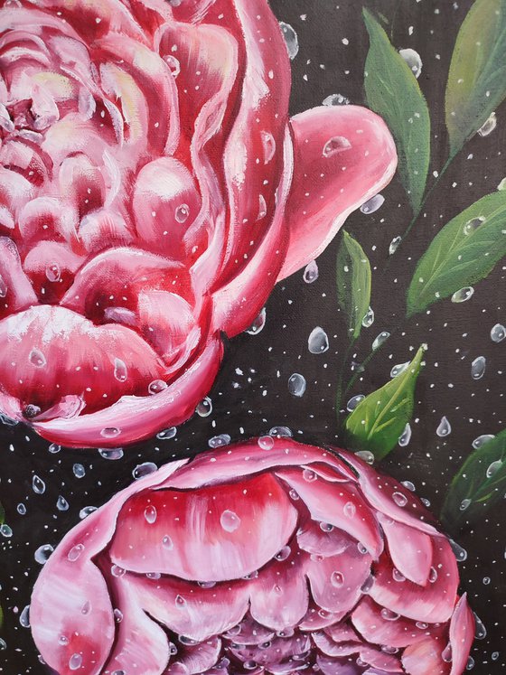 Peonies in drops