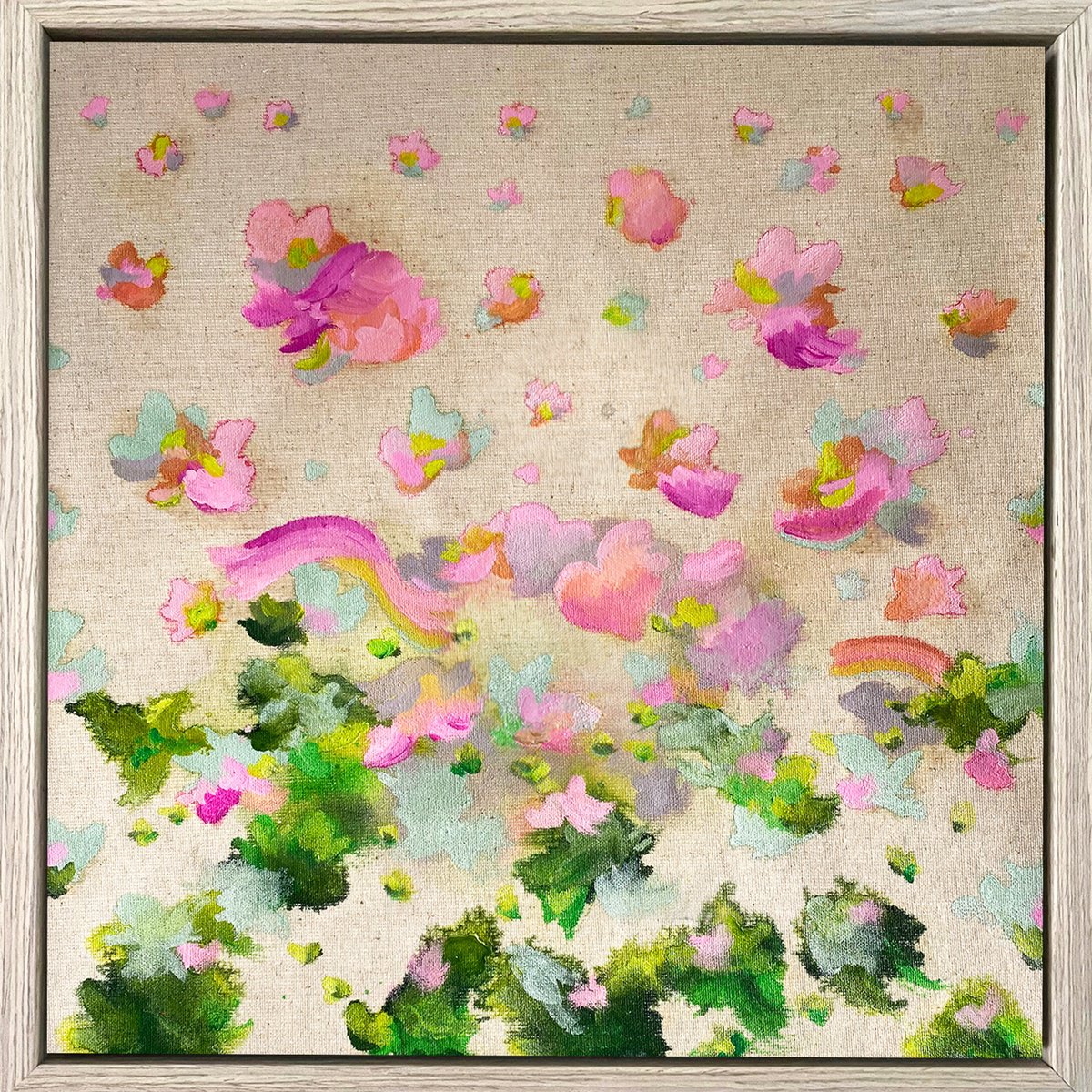 Organic Botanical Painting By Corinne Natel, 17 X 17, To Be With You #9, Original Artwork