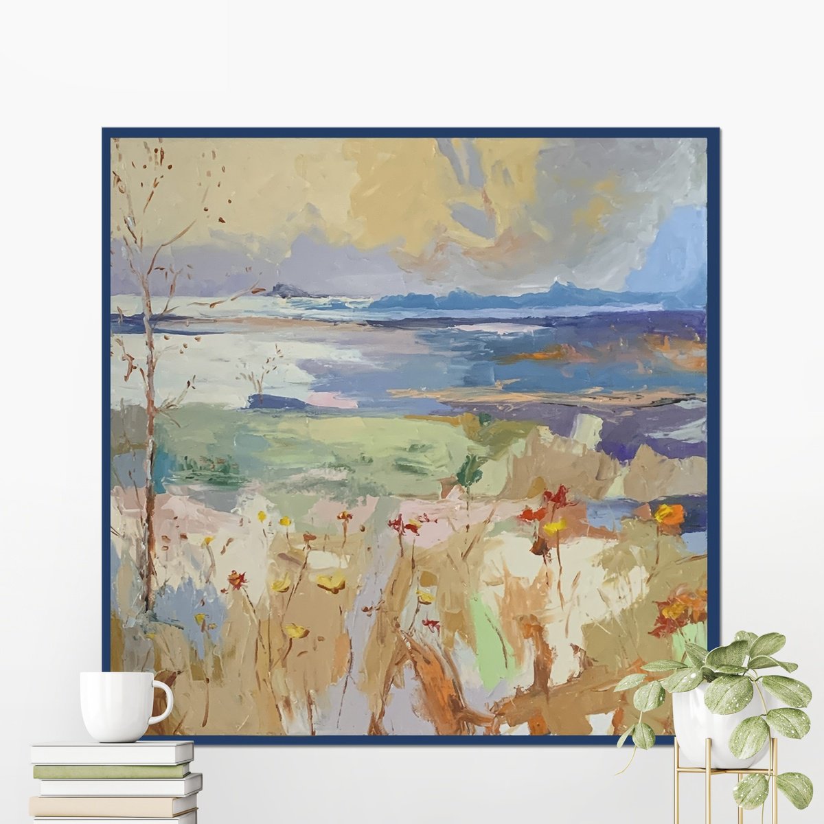 Expressive Landscape Oil Painting By Vita Schagen, 24 X 24", Warm Light., Original Artwork