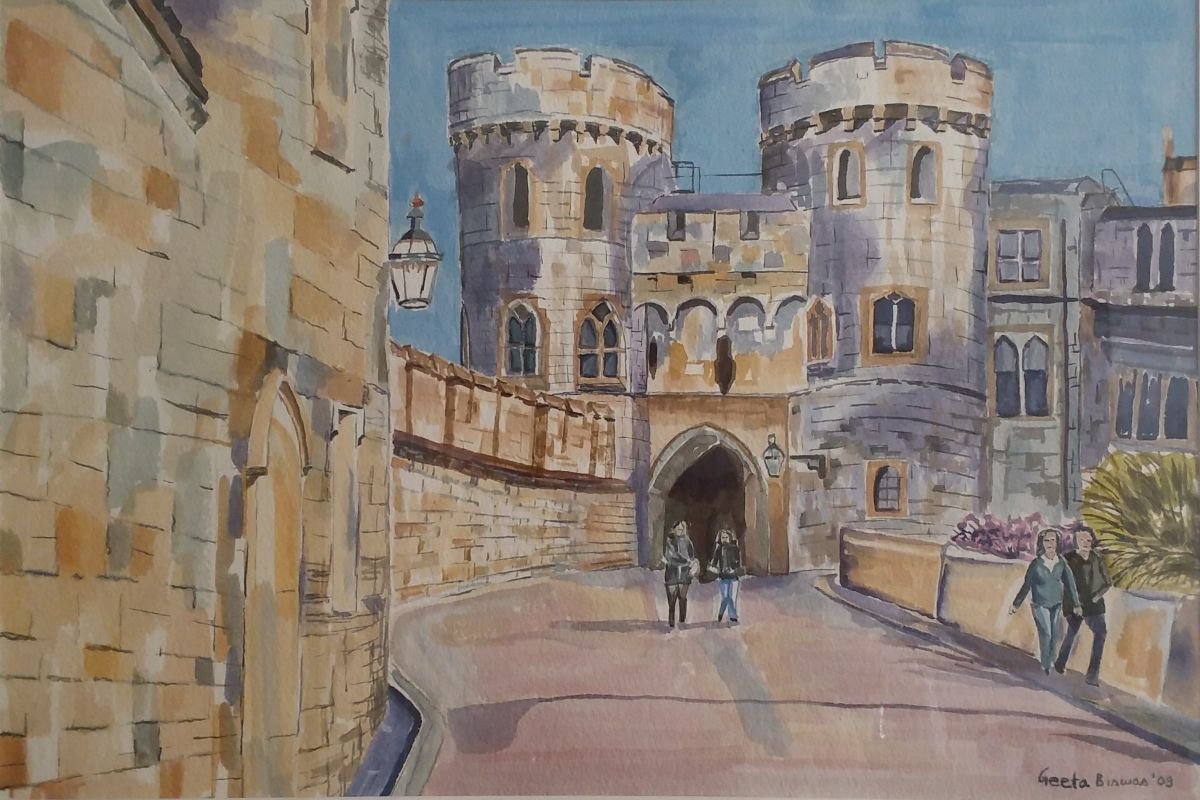 Windsor castle, England, gift, souvenir, watercolor painting by Geeta Yerra