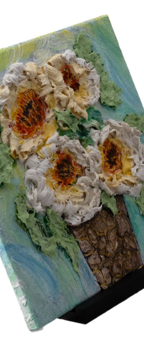 Golden Floral Relief 3D by Lena Owens