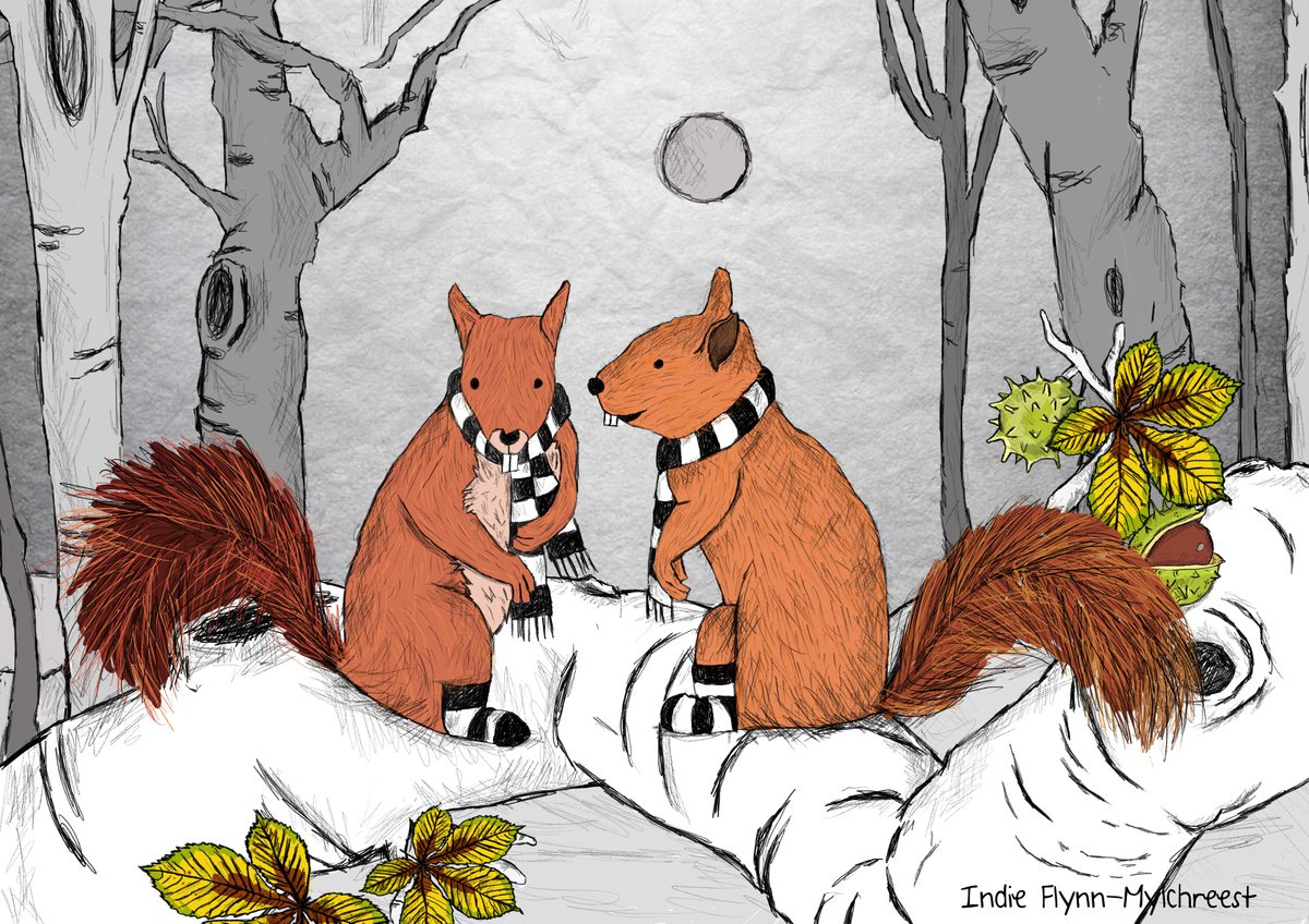 Red Squirrels at play 3 by Indie Flynn-Mylchreest of MeriLine Art