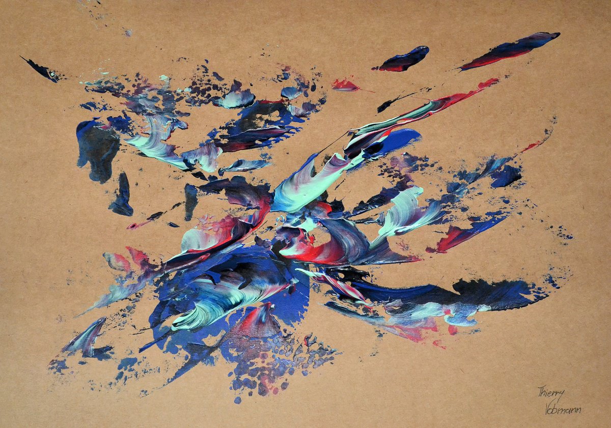 Abstract Acrylic Painting By Thierry Vobmann. Abstract ., 17 X 12", Natural Style 43, Original Artwork