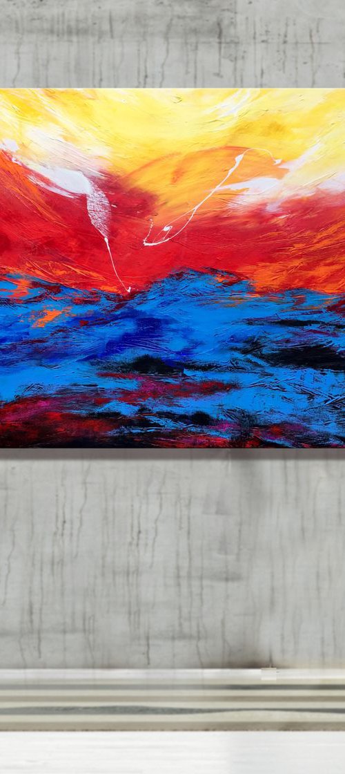 First Light - XL Large, Textured abstract art – Expressions of energy and light. READY TO HANG! by Julijana Ravbar