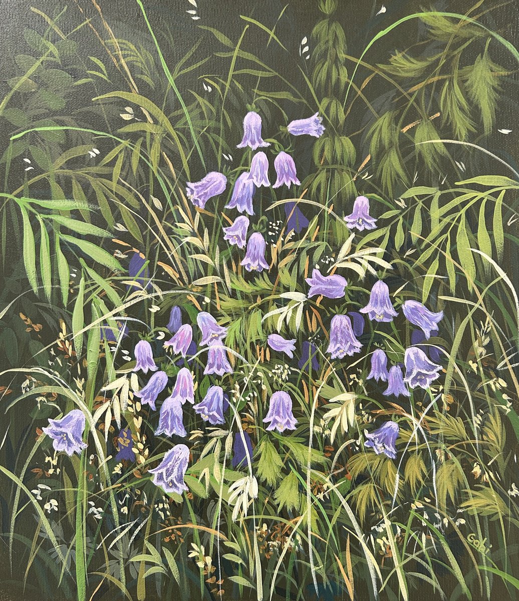 Impressionistic Botanical Acrylic Painting By Gabriele Prismantaite, 13 X 15, Forest In Bloom, Original Artwork