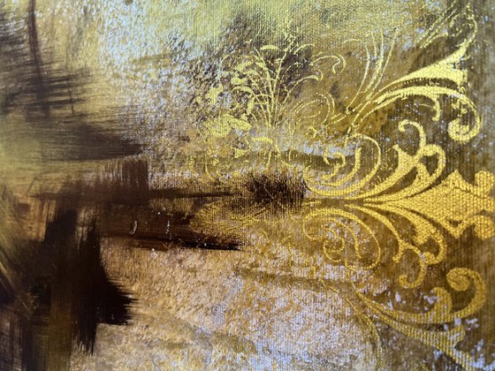 Gilded abstract butterfly painting.