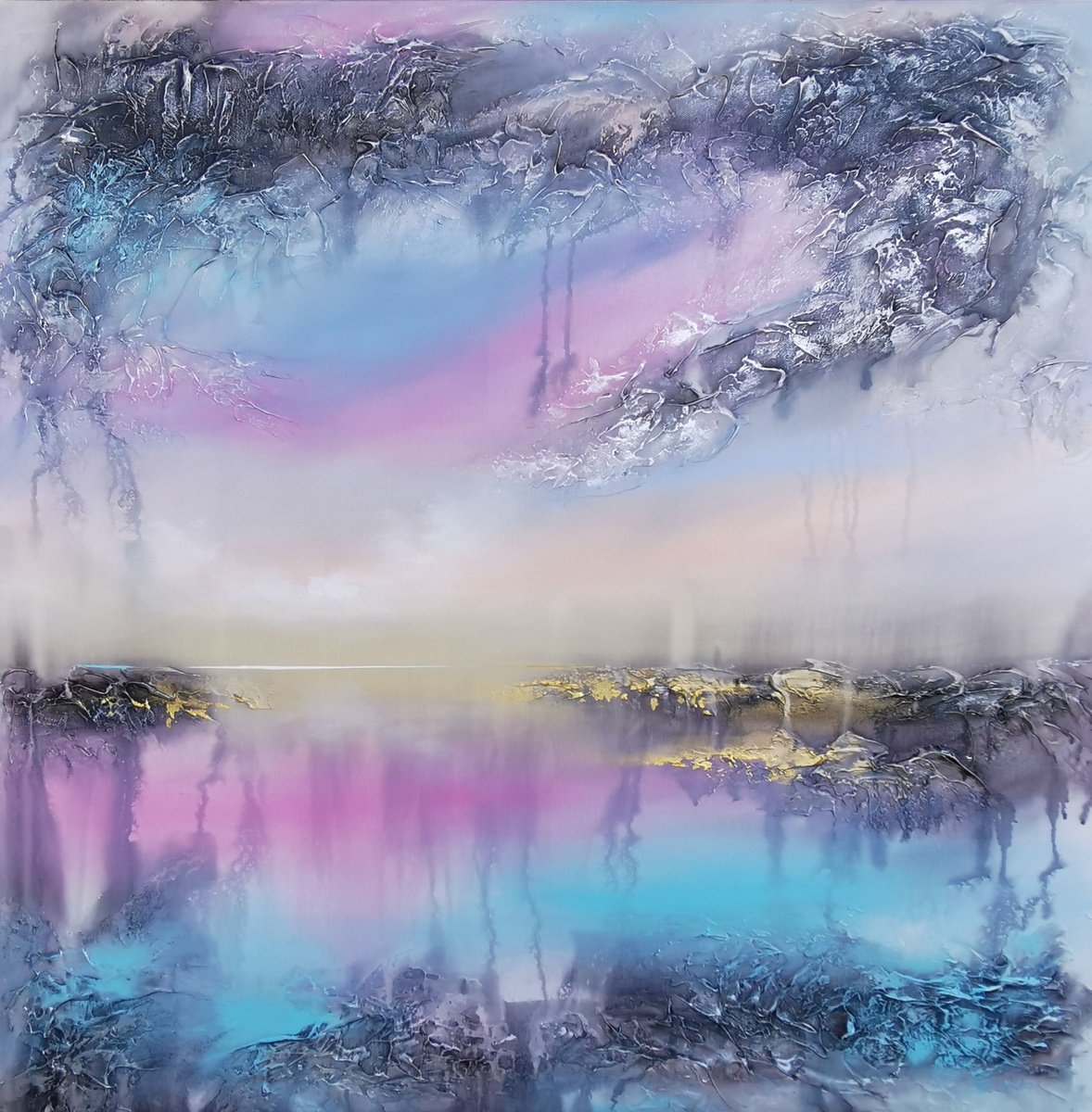 Abstract Painting By Vera Hoi, 31 X 31", "Ephemeral Beauty", Original Artwork