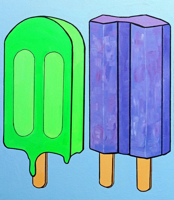 Ice Lollies and Popsicles Line-Up - Pop Art Painting On Large Canvas