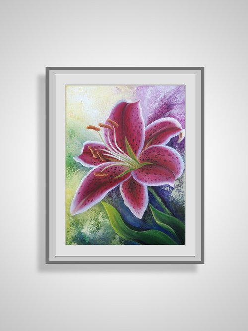 "Lily" oil original painting, floral art, flowers painting, gift for woman by Anna Steshenko