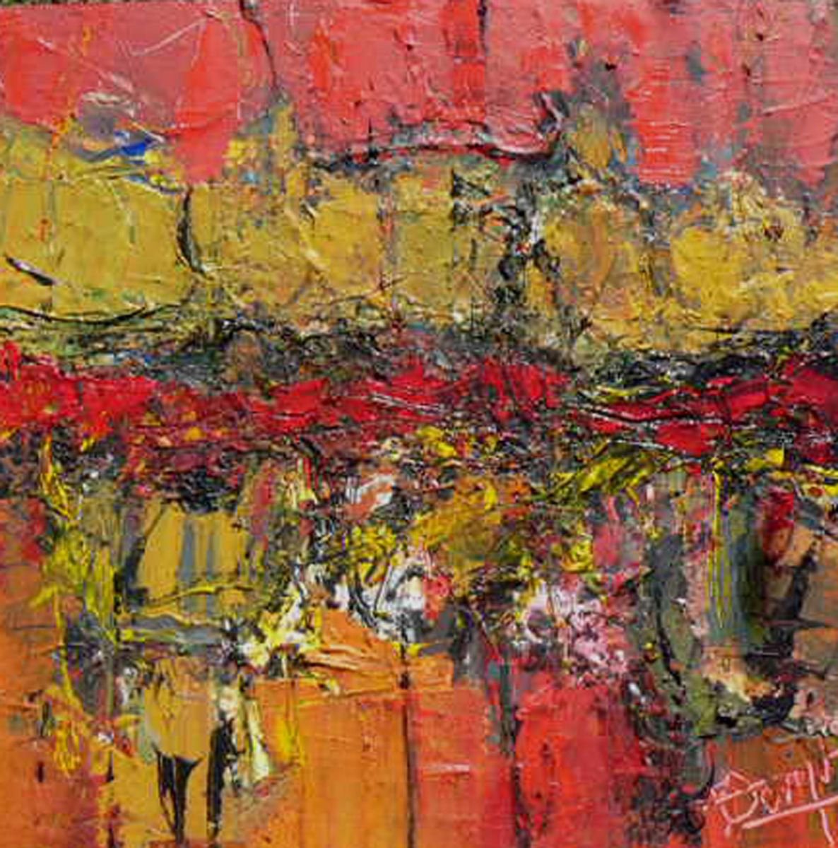 Abstract Acrylic Painting By Jacques Donneaud, 24 X 24, Abstract Autumn, Original Artwork