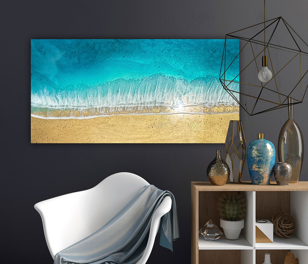 Photorealistic Landscape Painting By Ana Hefco, 48 X 24, Shallow Waters, Deep, Original Artwork