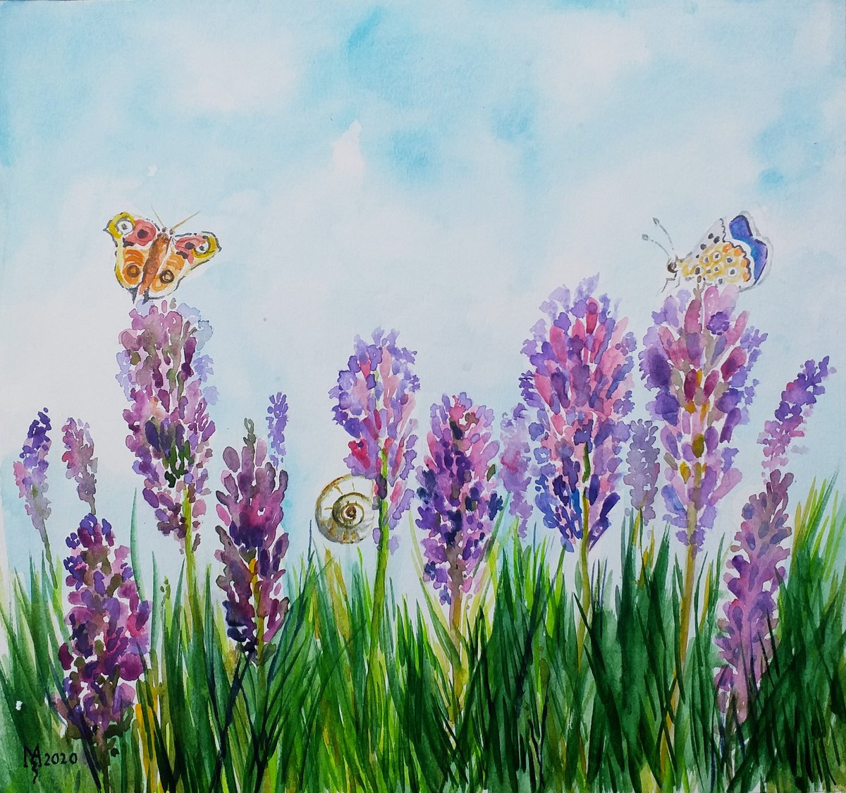 Impressionistic Botanical Watercolour By Zoran Mihajlovic Muza, 12 X 11", Pleasant Scent Of Lavender, Original Artwork