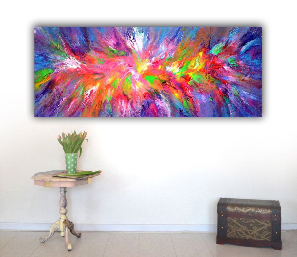 Organic Abstract Acrylic Painting By Soos Tiberiu, 59 X 24", Happy Harmony 38, Original Artwork