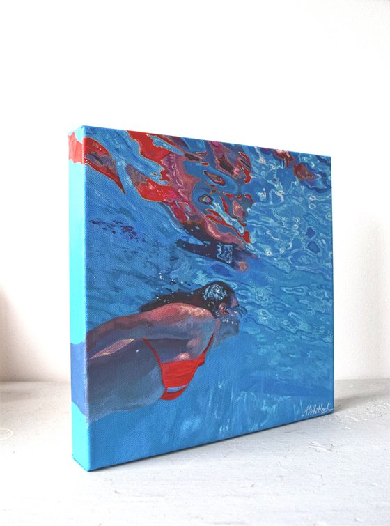 Underneath XVIII - Miniature swimming painting