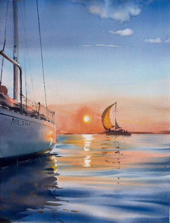 Yachts at sunset #10