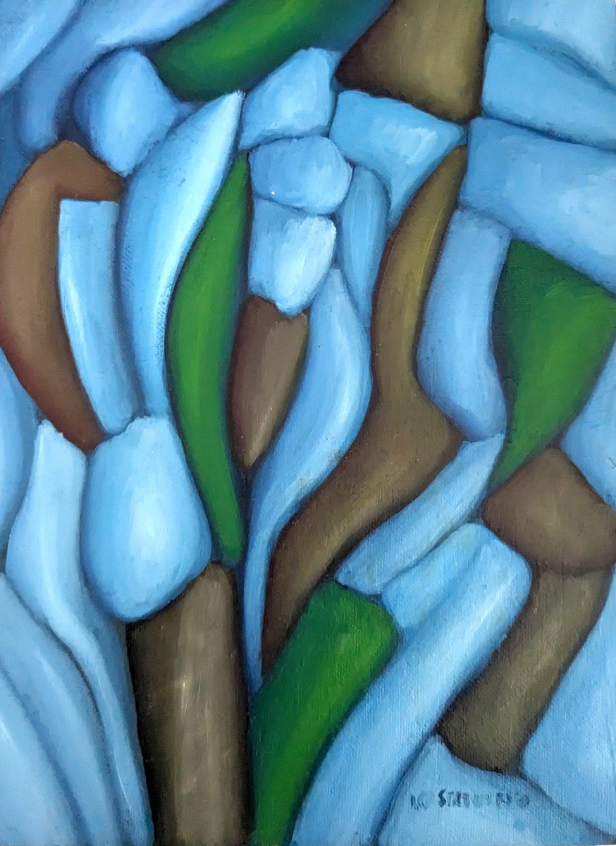 Geometric Abstract Oil Painting By Massimo Castronuovo, 7 X 9", Spring, Original Artwork