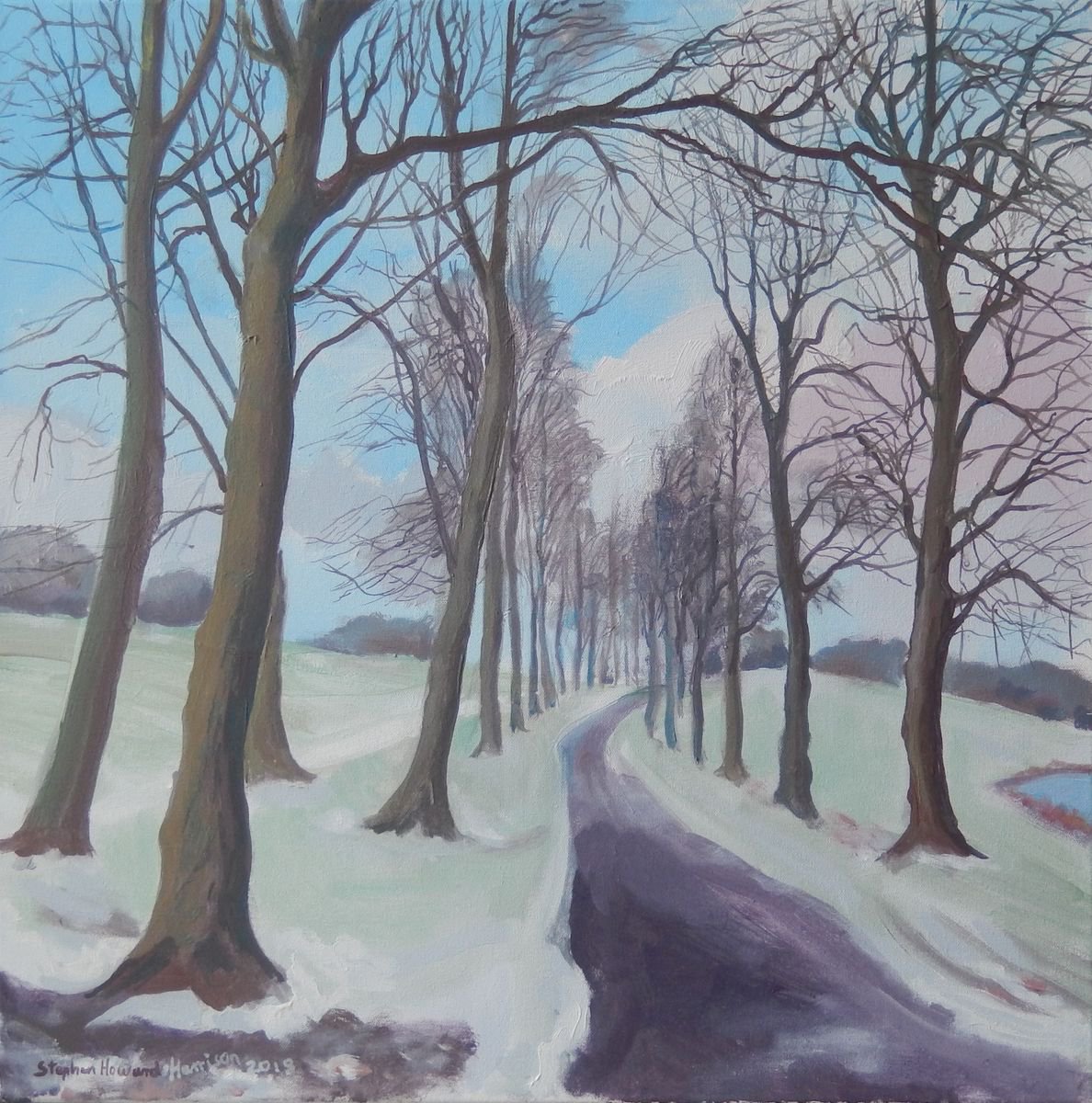 Impressionistic Landscape Oil Painting By Stephen Howard Harrison, 25 X 25", Inverleith Park, Edinburgh, Original Artwork