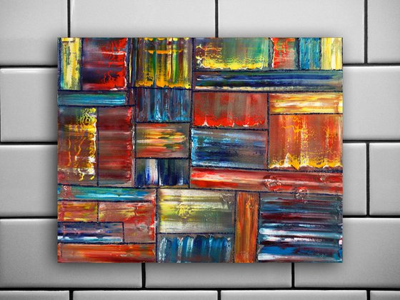 "Compartmentalized" - Original Highly Textured PMS Abstract Oil Painting On Canvas - 28" x 22"