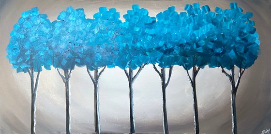 Teal Blue Trees 4