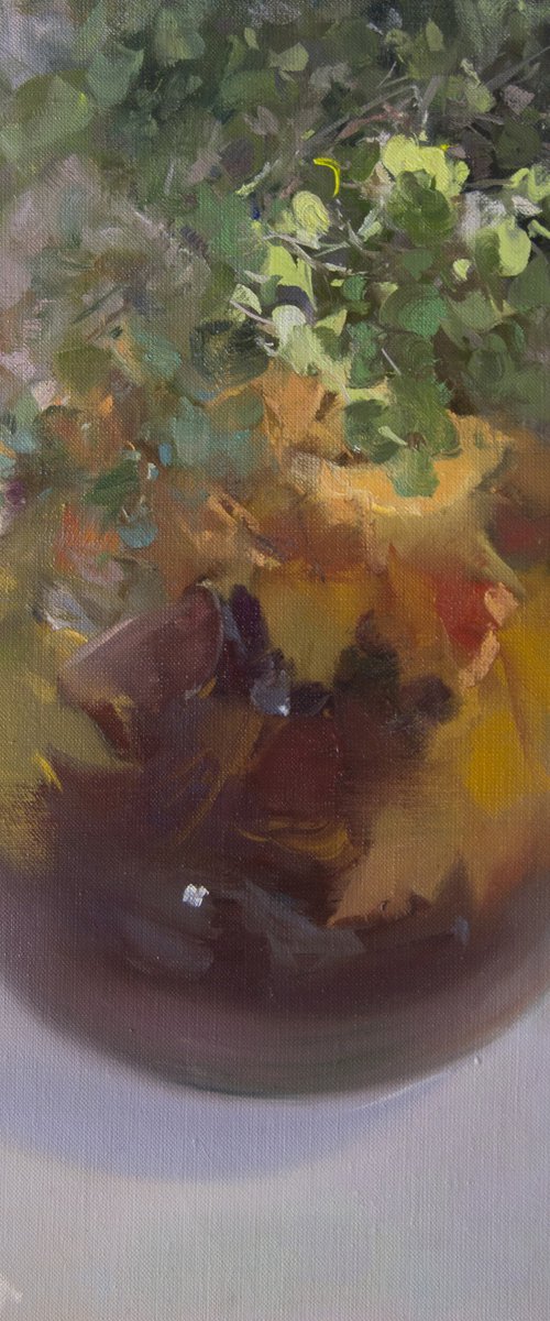 Still Life Painting with Autumn Leaves by Yuri Pysar