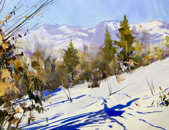 Winter landscape painting - Winter Idyll