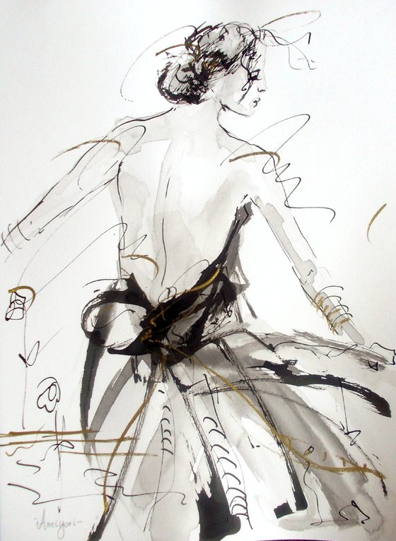 Woman   ink drawing series-Figurative drawing on paper