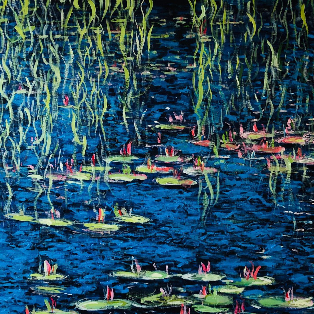  Lilies In Blue 2 By Shabs Beigh, 30 X 30, Artwork For Sale On Artfinder