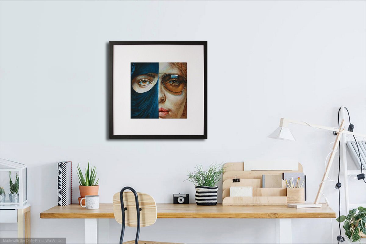 Photorealistic Portrait Watercolour By Yaroslav Kurbanov, 20 X 20", West And East. Mentality, Original Artwork