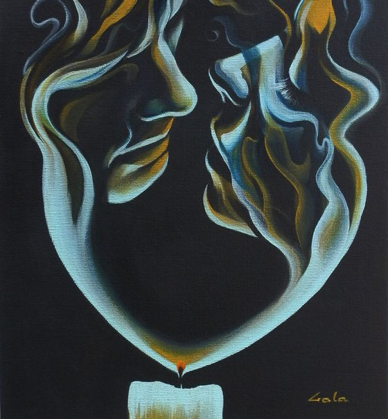 ' Kiss II ' - couple in love, smoke art