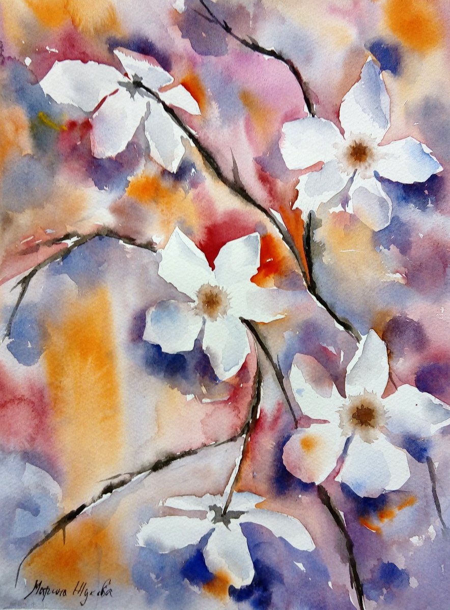 Magnolia painting by Marina Zhukova