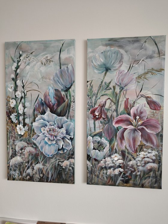 The Friendly Flower Family. Diptych.