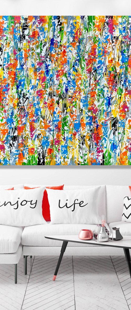 Stayin’ Alive - XL LARGE,  TEXTURED ABSTRACT ART – EXPRESSIONS OF ENERGY AND LIGHT. READY TO HANG! by Julijana Ravbar