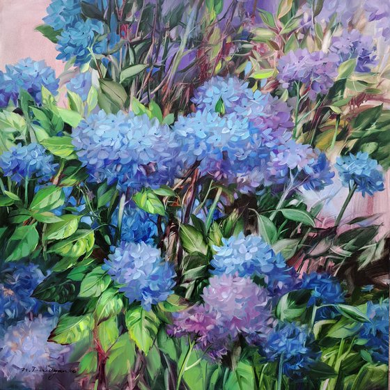 Hydrangea flowers painting