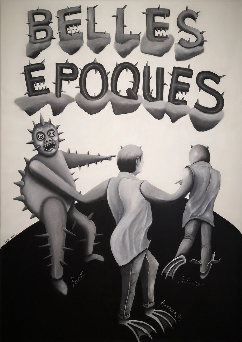 Expressive Portrait Acrylic Painting By Luis Lopez, 61 X 87", Belles i?poques, Original Artwork