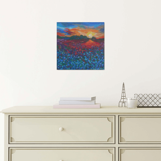 Sunset with a blue field